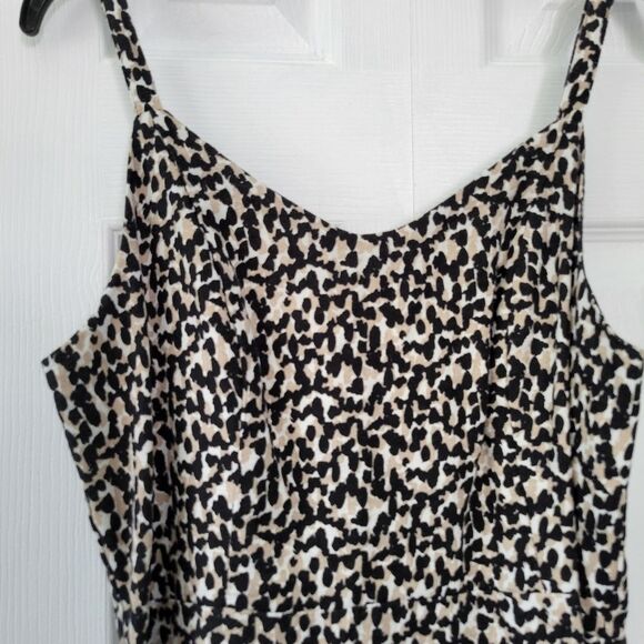 Old Navy Cami Ruffle Animal Print Linen Blend Mini Dress Size Medium - Picture 4 of 7